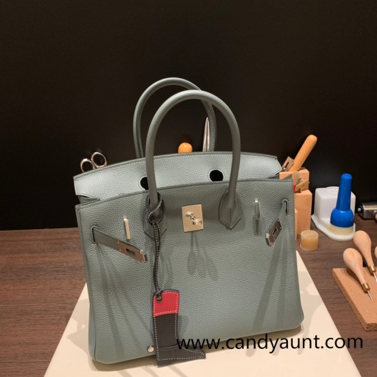Hermes birkin 30cm togo 63/Vert Amande Silver Hardware Full Handmade Hermes birkin 30cm togo 63/Vert Amande Silver Hardware Full Handmade