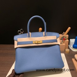 Hermes birkin 30cm togo R2 /Blue Agate Gold Hardware  Full Handmade