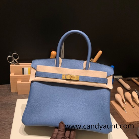 Hermes birkin 30cm togo R2 /Blue Agate Gold Hardware Full Handmade Hermes birkin 30cm togo R2 /Blue Agate Gold Hardware Full Handmade