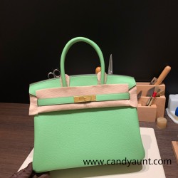 Hermes birkin 30cm togo 3I/Vert Criquet Gold Hardware  Full Handmade