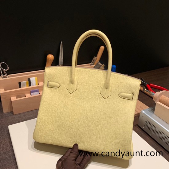 Hermes birkin 30cm togo 1Z /Jaune Poussin Silver Hardware Full Handmade Hermes birkin 30cm togo 1Z /Jaune Poussin Silver Hardware Full Handmade