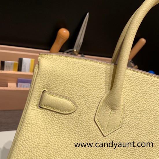 Hermes birkin 30cm togo 1Z /Jaune Poussin Silver Hardware Full Handmade Hermes birkin 30cm togo 1Z /Jaune Poussin Silver Hardware Full Handmade