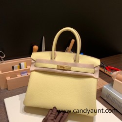 Hermes birkin 30cm togo 1Z /Jaune Poussin Gold Hardware  Full Handmade