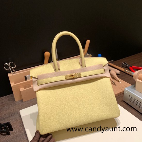 Hermes birkin 30cm togo 1Z /Jaune Poussin Gold Hardware Full Handmade Hermes birkin 30cm togo 1Z /Jaune Poussin Gold Hardware Full Handmade