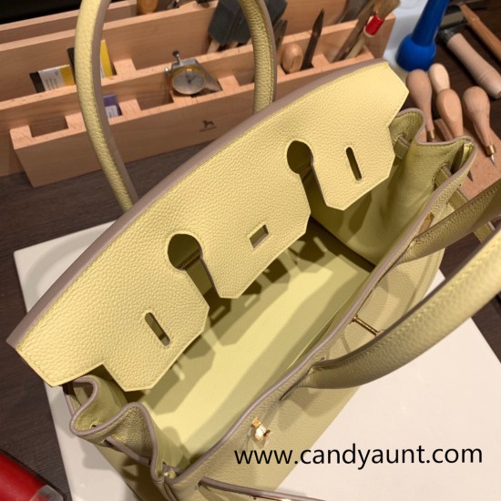 Hermes birkin 30cm togo 1Z /Jaune Poussin Gold Hardware Full Handmade Hermes birkin 30cm togo 1Z /Jaune Poussin Gold Hardware Full Handmade