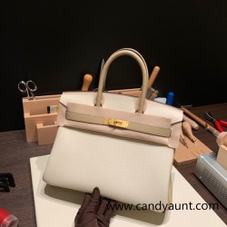 Hermes birkin 30cm togo 10 /Craie& S2/ Trench Gold Hardware  Full Handmade