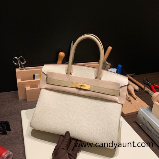 Hermes birkin 30cm togo 10 /Craie& S2/ Trench Gold Hardware Full Handmade Hermes birkin 30cm togo 10 /Craie& S2/ Trench Gold Hardware Full Handmade