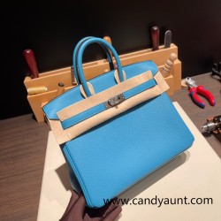 Hermes birkin 30cm togo P3/ Blue du Nord Silver Hardware  Full Handmade