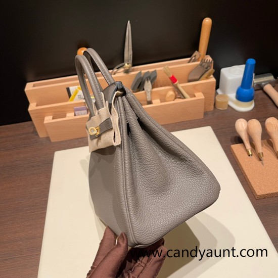 Hermes birkin 30cm togo 8F /Etain Silver Hardware Full Handmade Hermes birkin 30cm togo 8F /Etain Silver Hardware Full Handmade