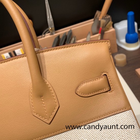 Hermes birkin 30cm togo 4B /Biscuit Silver Hardware Full Handmade Hermes birkin 30cm togo 4B /Biscuit Silver Hardware Full Handmade