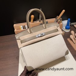 Hermes birkin 30cm swift & Canvas Silver Hardware  Full Handmade