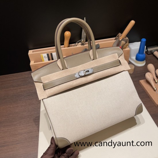 Hermes birkin 30cm swift & Canvas Silver Hardware Full Handmade Hermes birkin 30cm swift & Canvas Silver Hardware Full Handmade