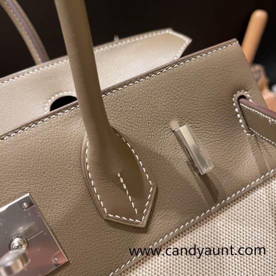 Hermes birkin 30cm swift & Canvas Silver Hardware Full Handmade Hermes birkin 30cm swift & Canvas Silver Hardware Full Handmade