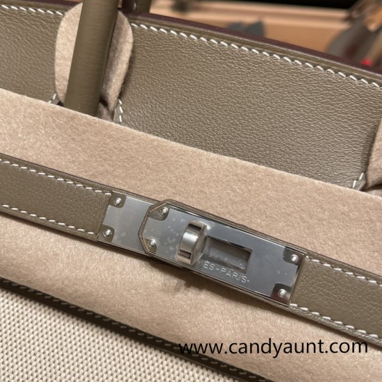Hermes birkin 30cm swift & Canvas Silver Hardware Full Handmade Hermes birkin 30cm swift & Canvas Silver Hardware Full Handmade