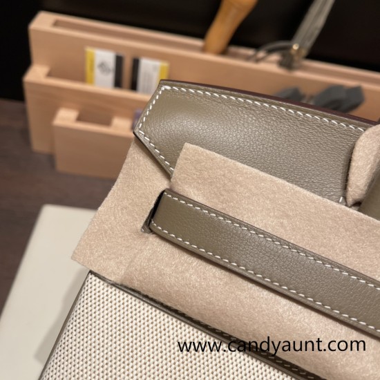 Hermes birkin 30cm swift & Canvas Silver Hardware Full Handmade Hermes birkin 30cm swift & Canvas Silver Hardware Full Handmade