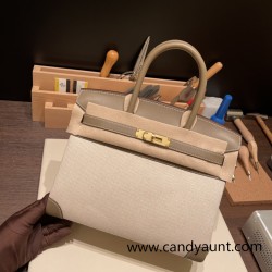 Hermes birkin 30cm swift& Canvas 18 /Étoupe Grey Silver Hardware  Full Handmade