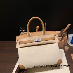 Hermes birkin 30cm swift& Canvas 18/Étoupe Grey Gold Hardware  Full Handmade
