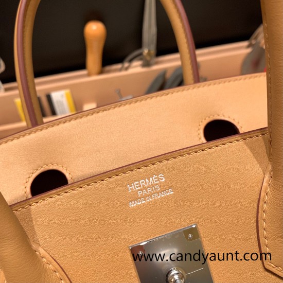 Hermes birkin 30cm swift& Canvas 18/Étoupe Grey Gold Hardware Full Handmade Hermes birkin 30cm swift& Canvas 18/Étoupe Grey Gold Hardware Full Handmade