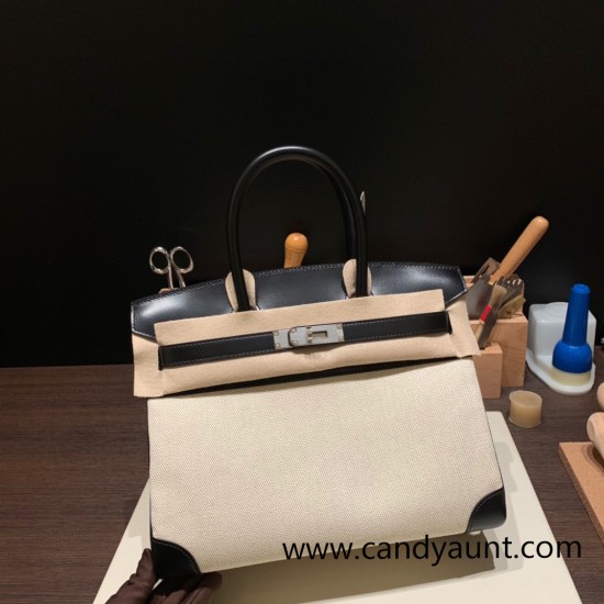 Hermes birkin 30cm swift& Canvas 4B /Biscuit Silver Hardware Full Handmade Hermes birkin 30cm swift& Canvas 4B /Biscuit Silver Hardware Full Handmade