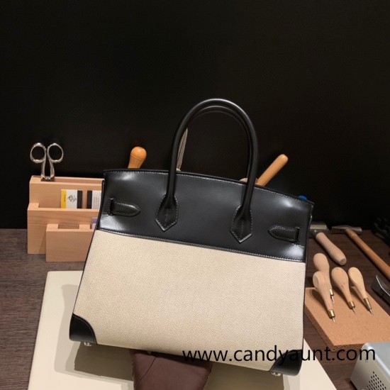 Hermes birkin 30cm swift& Canvas 4B /Biscuit Silver Hardware Full Handmade Hermes birkin 30cm swift& Canvas 4B /Biscuit Silver Hardware Full Handmade