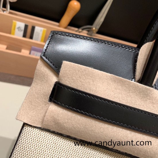 Hermes birkin 30cm box & Canvas 4B 89 /Black (Noir) Silver Hardware Full Handmade Hermes birkin 30cm box & Canvas 4B 89 /Black (Noir) Silver Hardware Full Handmade
