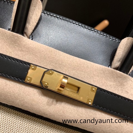 Hermes birkin 30cm box & Canvas 4B 89 /Black (Noir) Silver Hardware Full Handmade Hermes birkin 30cm box & Canvas 4B 89 /Black (Noir) Silver Hardware Full Handmade