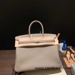 Hermes Birkin 35cm togo M8/Gris Asphalt Silver Hardware Full Handmade
