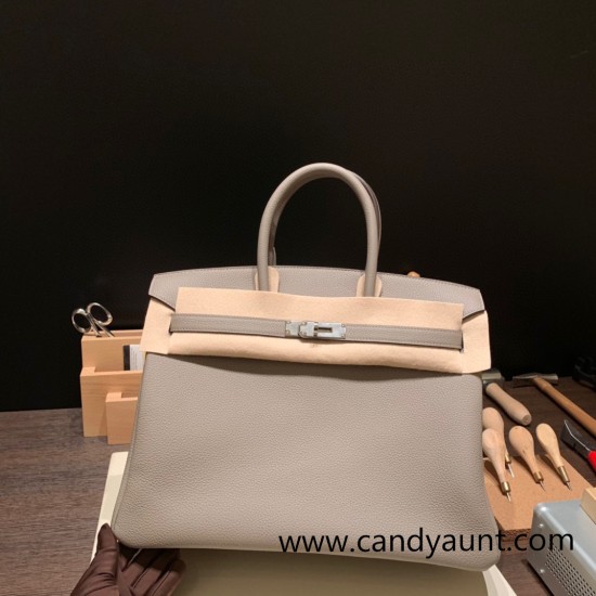 Hermes Birkin 35cm togo M8/Gris Asphalt Silver Hardware Full Handmade Hermes Birkin 35cm togo M8/Gris Asphalt Silver Hardware Full Handmade