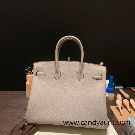 Hermes Birkin 35cm togo M8/Gris Asphalt Silver Hardware Full Handmade Hermes Birkin 35cm togo M8/Gris Asphalt Silver Hardware Full Handmade