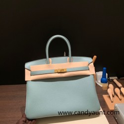 Hermes Birkin 35cm togo 7G/ Ciel Gold Hardware Full Handmade