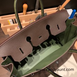 Hermes Birkin 35cm togo & Ostrich 46/ Ebene& V6/ Canope Silver Hardware Full Handmade