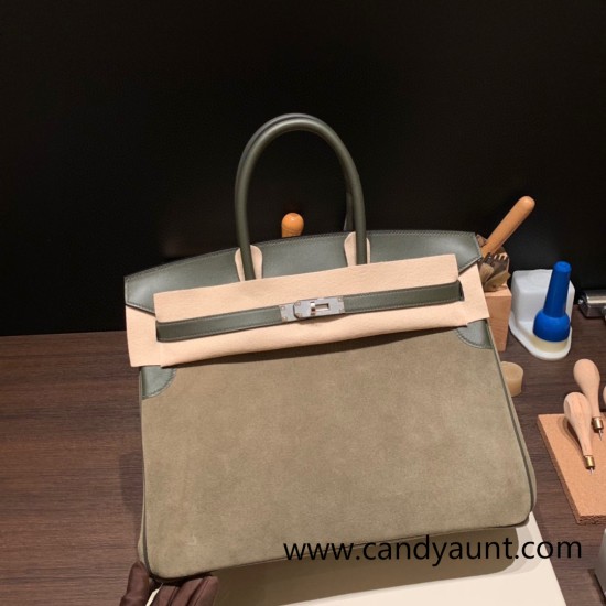 Hermes Birkin 35cm swift & chamois Silver Hardware Full Handmade Hermes Birkin 35cm swift & chamois Silver Hardware Full Handmade