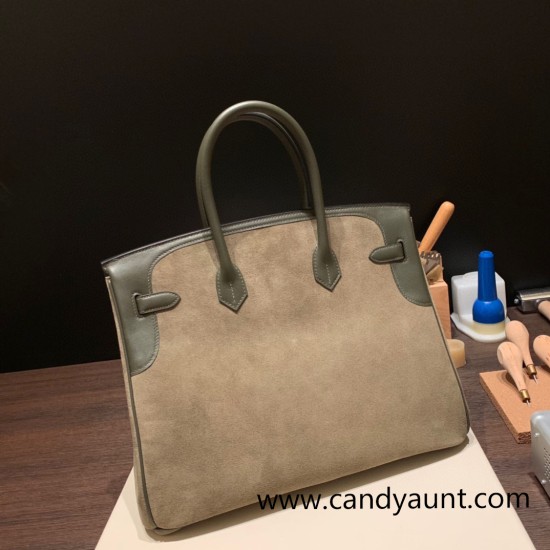 Hermes Birkin 35cm swift & chamois Silver Hardware Full Handmade Hermes Birkin 35cm swift & chamois Silver Hardware Full Handmade