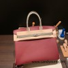 Birkin35cm evercolor& chamois 55/ Rouge H & 81 /Gris Tourterelle Silver Hardware Full Handmade 007