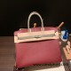 Birkin35cm evercolor& chamois 55/ Rouge H & 81 /Gris Tourterelle Silver Hardware Full Handmade Birkin35cm evercolor& chamois 55/ Rouge H & 81 /Gris Tourterelle Silver Hardware Full Handmade