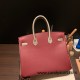 Birkin35cm evercolor& chamois 55/ Rouge H & 81 /Gris Tourterelle Silver Hardware Full Handmade Birkin35cm evercolor& chamois 55/ Rouge H & 81 /Gris Tourterelle Silver Hardware Full Handmade