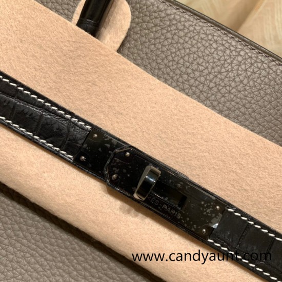 Hermes Birkin 35cm togo & chamois 8F/ Etain& 89 /Black So Black Hardware Full Handmade Hermes Birkin 35cm togo & chamois 8F/ Etain& 89 /Black So Black Hardware Full Handmade