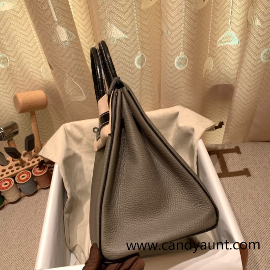 Hermes Birkin 35cm togo & chamois 8F/ Etain& 89 /Black So Black Hardware Full Handmade Hermes Birkin 35cm togo & chamois 8F/ Etain& 89 /Black So Black Hardware Full Handmade