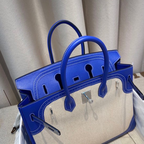 Hermes Birkin 35cm swift 7T/Blue Electric Silver Hardware Full Handmade Hermes Birkin 35cm swift 7T/Blue Electric Silver Hardware Full Handmade