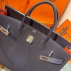 Birkin 40cm Togo Leather 2Z/Blue Nuit & 8V/Orange Poppy with Silver Hardware | Fully Handcrafted
