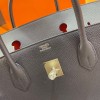 Birkin 40cm Togo Leather 2Z/Blue Nuit & 8V/Orange Poppy with Silver Hardware | Fully Handcrafted