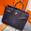Birkin 40cm Togo Leather 2Z/Blue Nuit & 8V/Orange Poppy with Silver Hardware | Fully Handcrafted