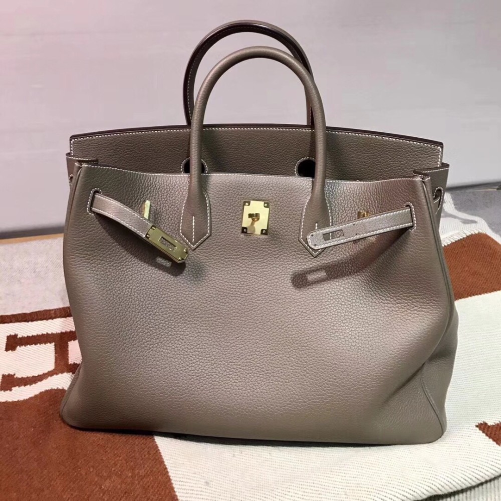 Hermès Birkin 40cm Togo Leather 18/Étoupe Grey with Gold Hardware | Fully Handcrafted