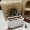 30cm Birkin (Fabric & Swift Leather) – Color: 89 Noir (with Silver Hardware) The fabric material creates a youthful vibe and is lighter than full-leather versions, which is its key feature.
