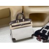 25cm Birkin (Fabric & Swift Leather) – Color: 46 Ebene The canvas material creates a more youthful atmosphere and is lighter and easier to use compared to full-leather versions, which is its key feature.