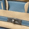 Hermès Birkin 25 (Trianon Canvas & Leather) – Color: Blue Jean (with Silver Hardware) – This limited-edition model is an extremely rare piece even among Hermès collections. Its classic yet stylish design stands out, and it features a retro-modern atmosphe