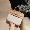 Hermès Birkin 25 (Triomphe H Canvas & Swift Leather) – Color: 4B/Biscuit (with Silver Hardware) – A warm biscuit tone – A perfect combination of lightweight canvas and glossy Swift leather. The calm biscuit tone creates an elegant and easy-to-use atmosphe