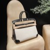 Birkin Triomphe H 25 (Canvas & Swift Leather Combination) – Swift Leather Color: 89 Noir with Silver Hardware