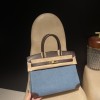 30cm Birkin (Swift Leather & Denim Canvas) – Color: 46/Ebene with Gold Hardware The perfect combination of Swift leather and canvas creates a profound vintage mood – a rare item with excellent investment potential.