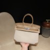 Hermès Birkin 30 (Canvas & Swift Leather) – Color: 0M/Chai with Gold Hardware The casualness of the canvas and the soft texture of Swift leather are charming – lighter and easier to use than full-leather models, fitting for a youthful style.